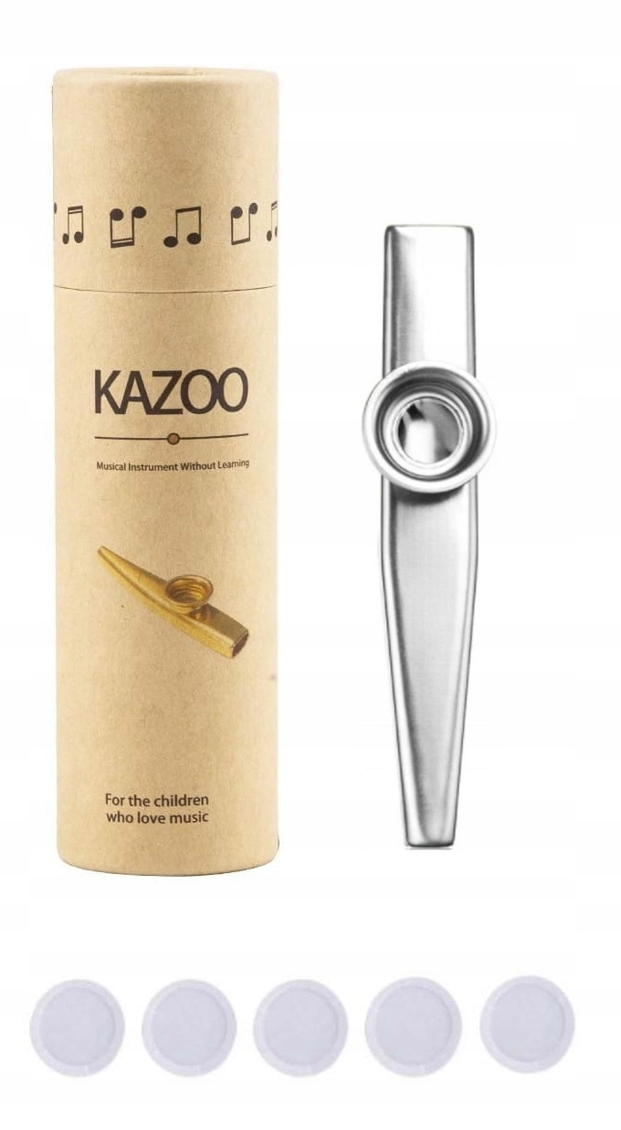 KAZOO METALOWE SILVER + ETUI + 5 MEMBRAN GRATIS