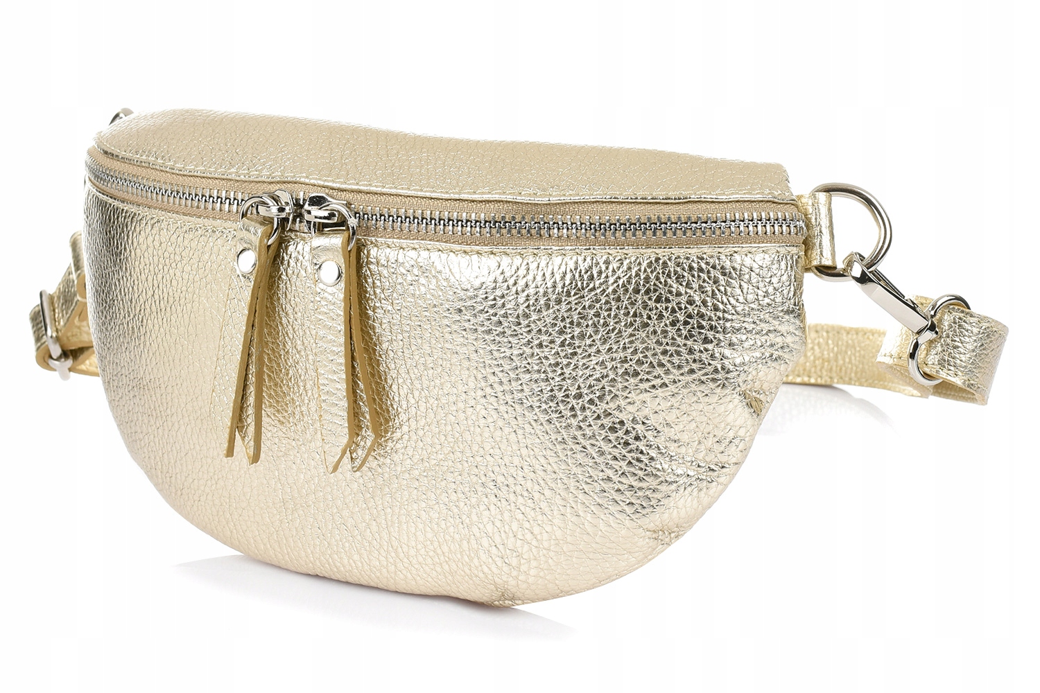 

Damska Skórzana Włoska Saszetka Nerka na pasek