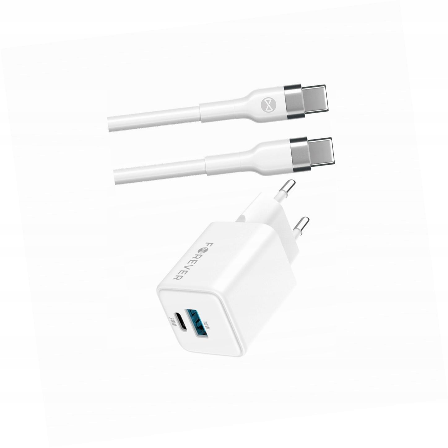 Szybka ładowarka GaN 30W 2 wejścia Usb i Usb-c z kablem do Samsung A52 4G