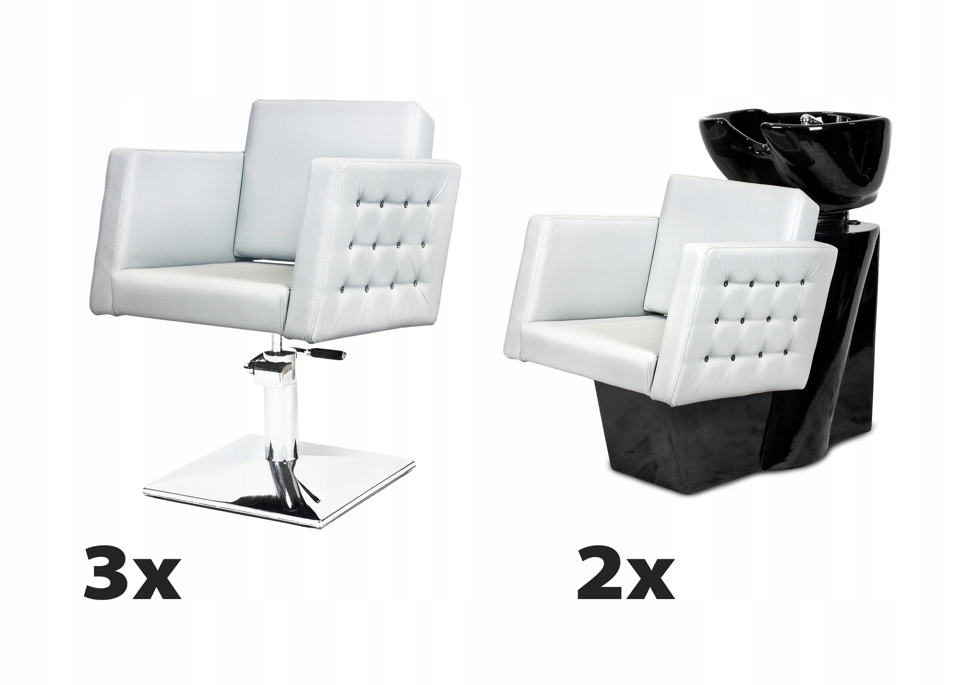 3 x Kadeřnické křeslo 2 Kadeřnické myčky Cristal