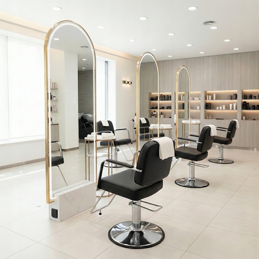Kadeřnická konzola barberská zrcadlo kadeřnická 200x80 Led
