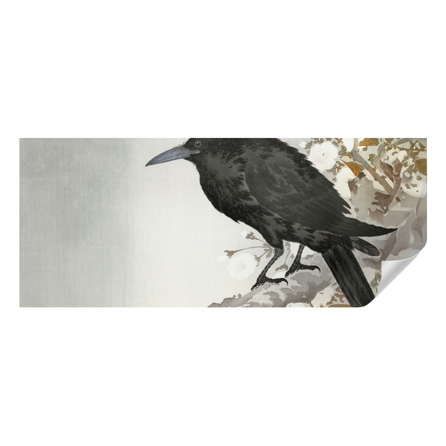 Samolepicí dekorativní fototapeta do ložnice Havran s květinami 250 x 104 cm