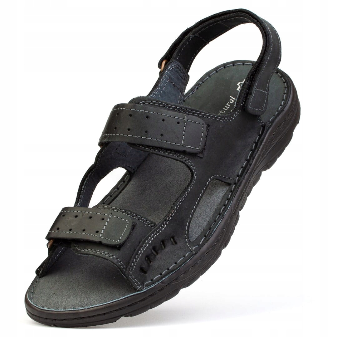 Grafitové pánské kožené sandály nazouváky, boty, přírodní kůže, velikost 2203 46