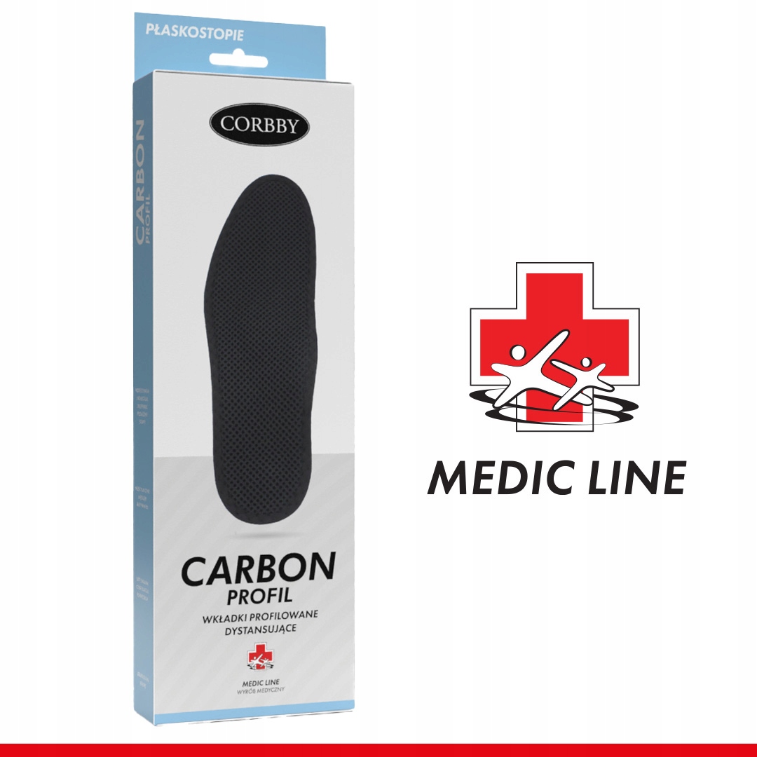 Wkładki do butów ortopedyczne profilowane z węglem aktyw CARBON PROFIL r.40 Model CARBON PROFIL MEDIC LINE