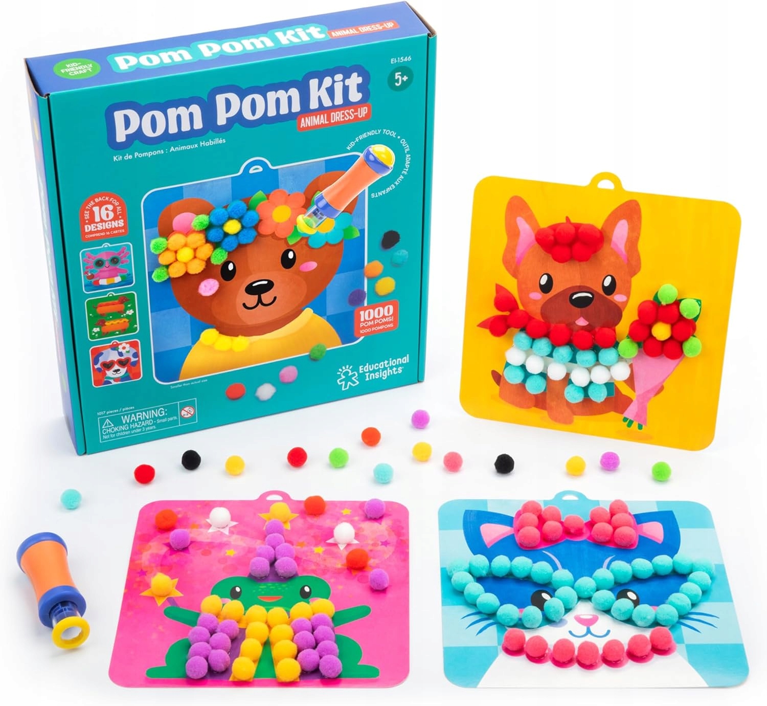 Pompony Dla Dzieci Zestaw Kreatywny Zabawka 1000 Elementów 16 Wzorów