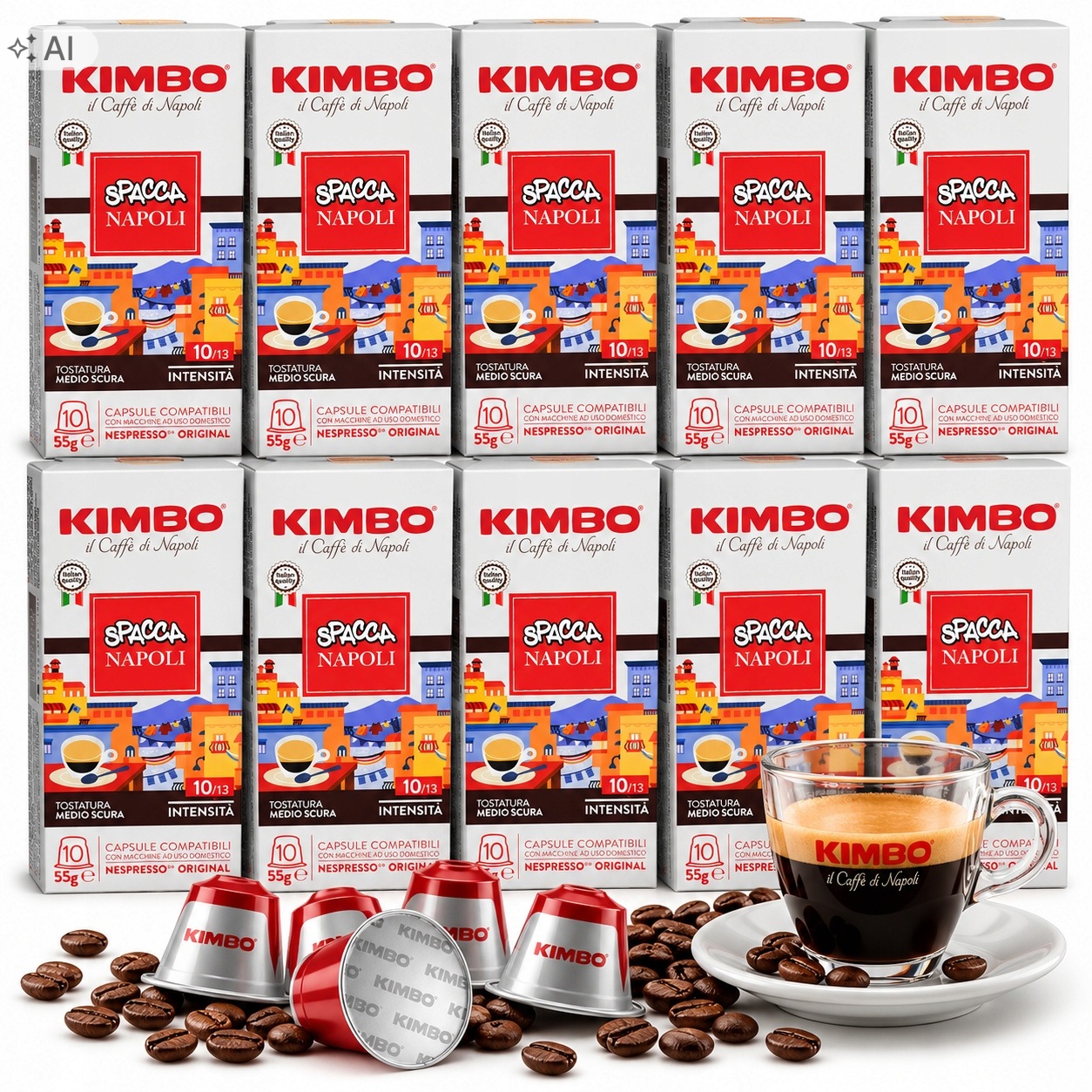 Zestaw 10 x 10 Szt. Kimbo Barista Spacca Napoli Kapsułki Do Nespresso