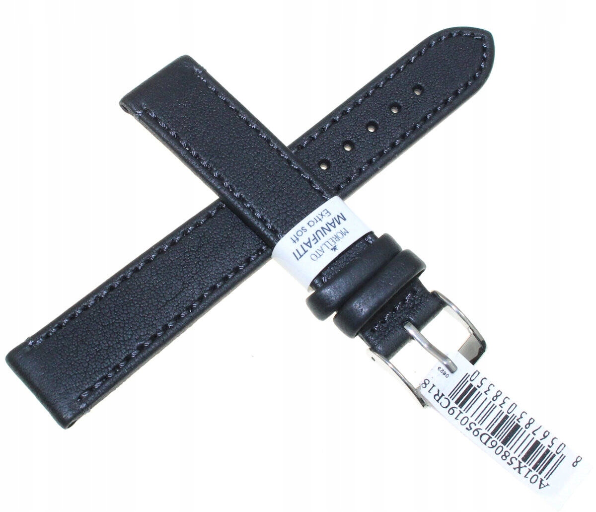 Černý Ručně Šitý Kožený Italský Pásek Morellato Debussy 18 mm A01X5806