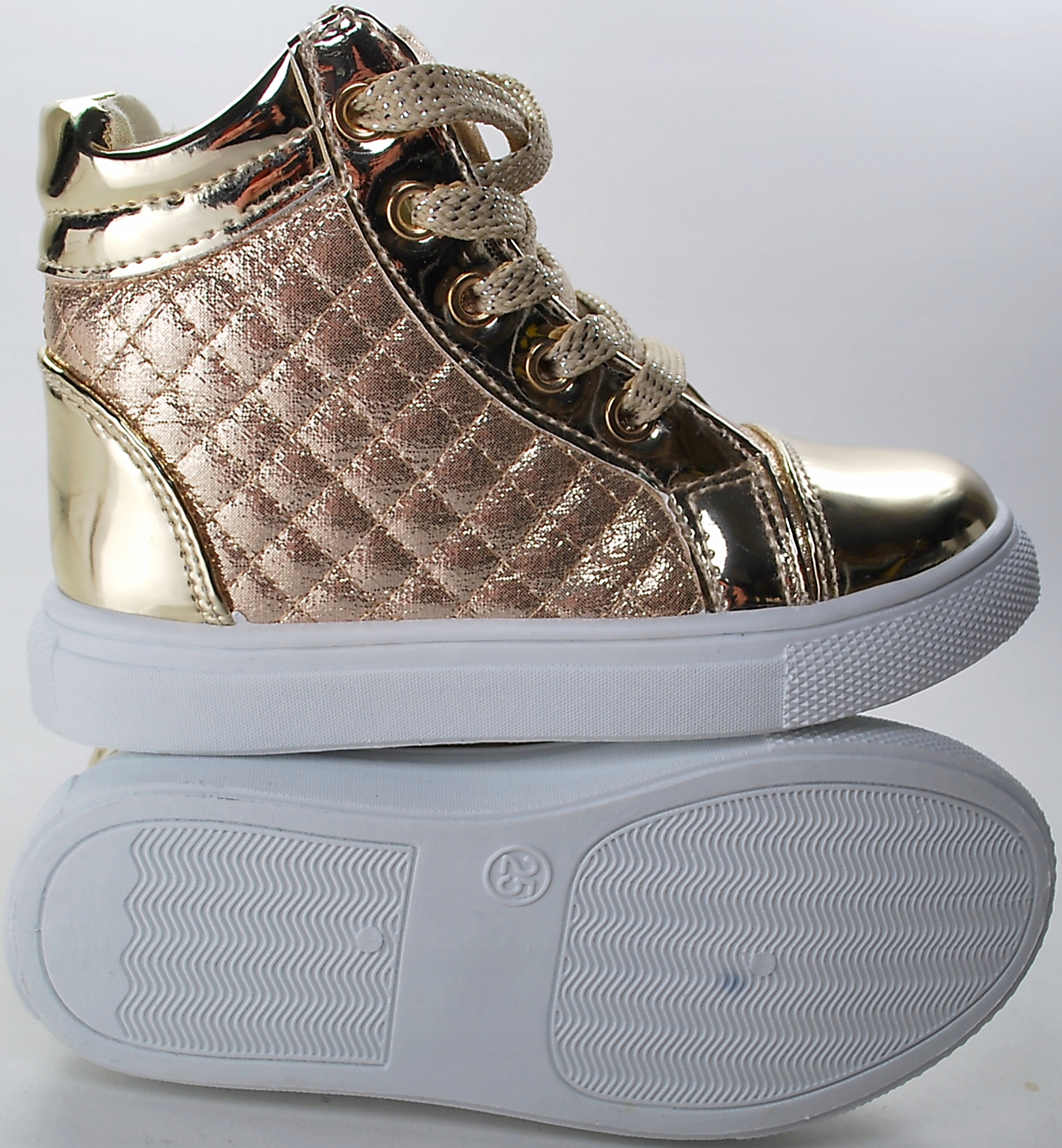 WYPRZEDAŻ ZŁOTE SPORTOWE SNEAKERSY dla dziewczynki BOTKI na suwak r 35 Bohater / Bajka brak