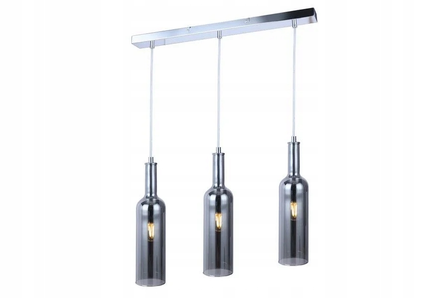 Závesná lampa Reality Bottle 3xE27 40W chrómová, nastaviteľná fľaša