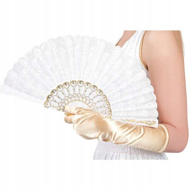 

Wachlarz biały złoty Ręczny złoty Ślubny weselny