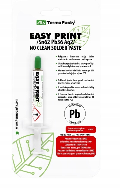 AG720.1 Easy Print Solder paste Sn62Pb36Ag2 SMD 8g