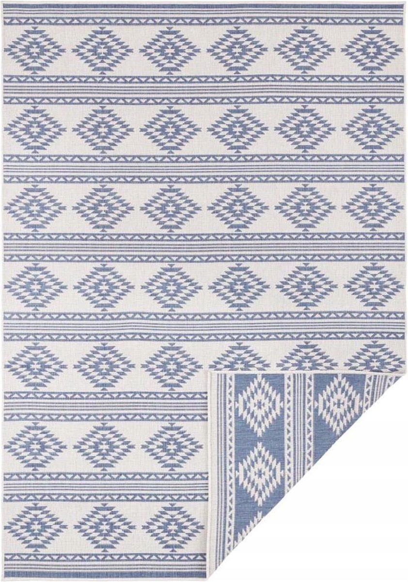 Modrý koberec na terasu, plochý, 80 x 150 cm