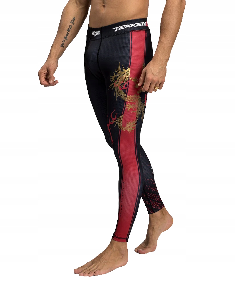 Venum x Tekken Kompresní legíny Spats Marshall Law Black/Red/Gold XL
