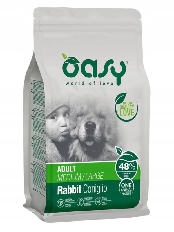 Levně Oasy Rabbit Coniglio Adult M/L Krmivo s králíkem 12 kg