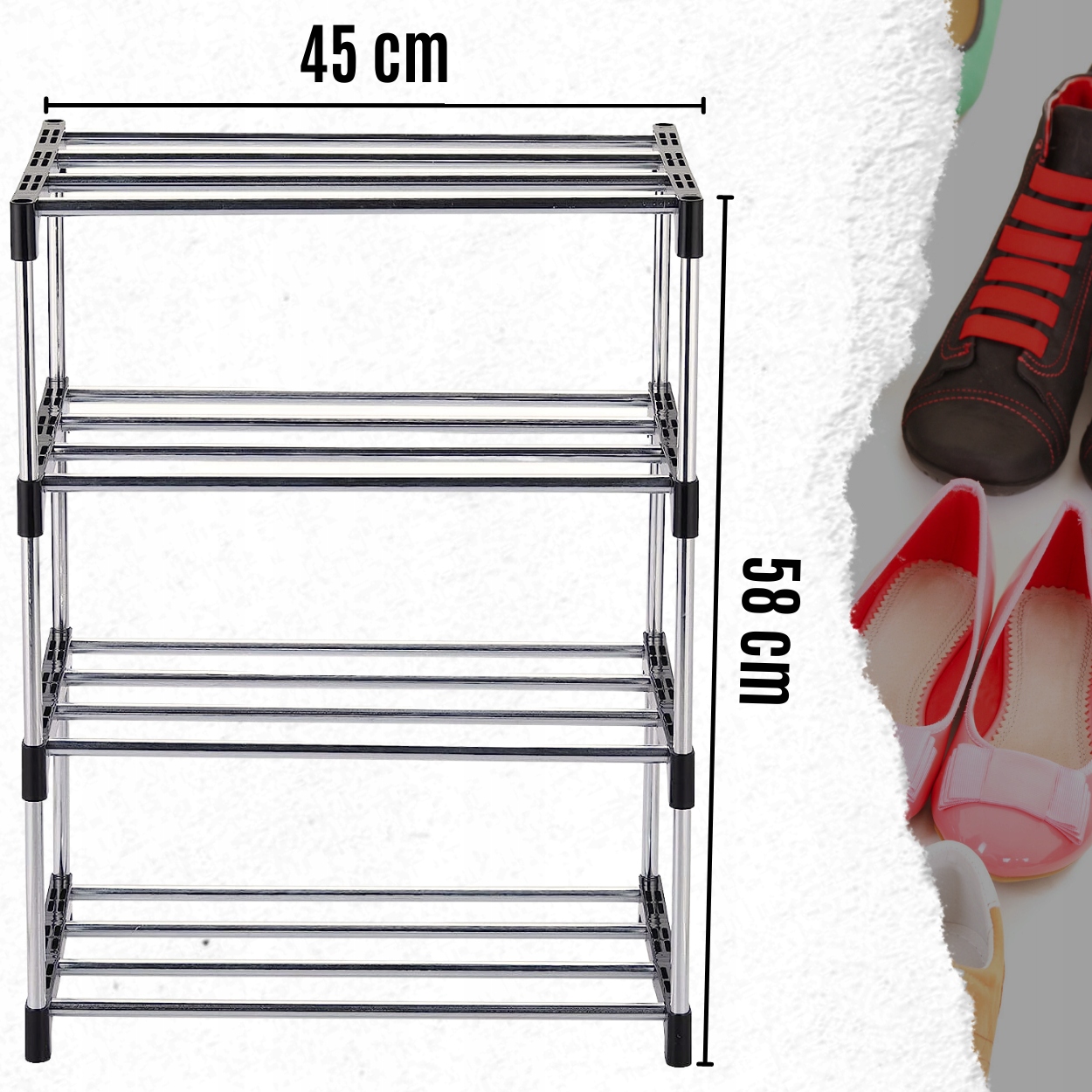 PÓŁKA NA BUTY REGAŁ SZAFKA METALOWA STOJAK 4 PÓŁKI Liczba poziomów 4