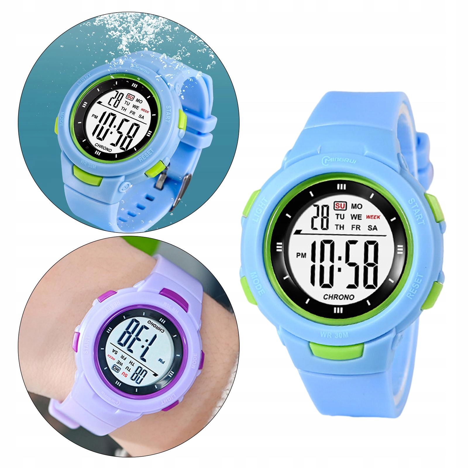 z budzikiem i stoperem Kalendarz Multi Light Blue Materiał paska inny