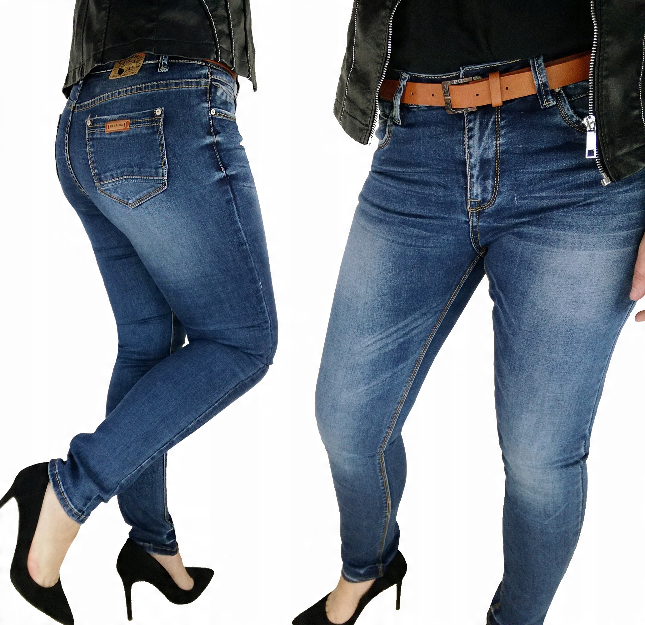 

Klasyczne Miękkie Jeansy Z Paskiem 32 XL