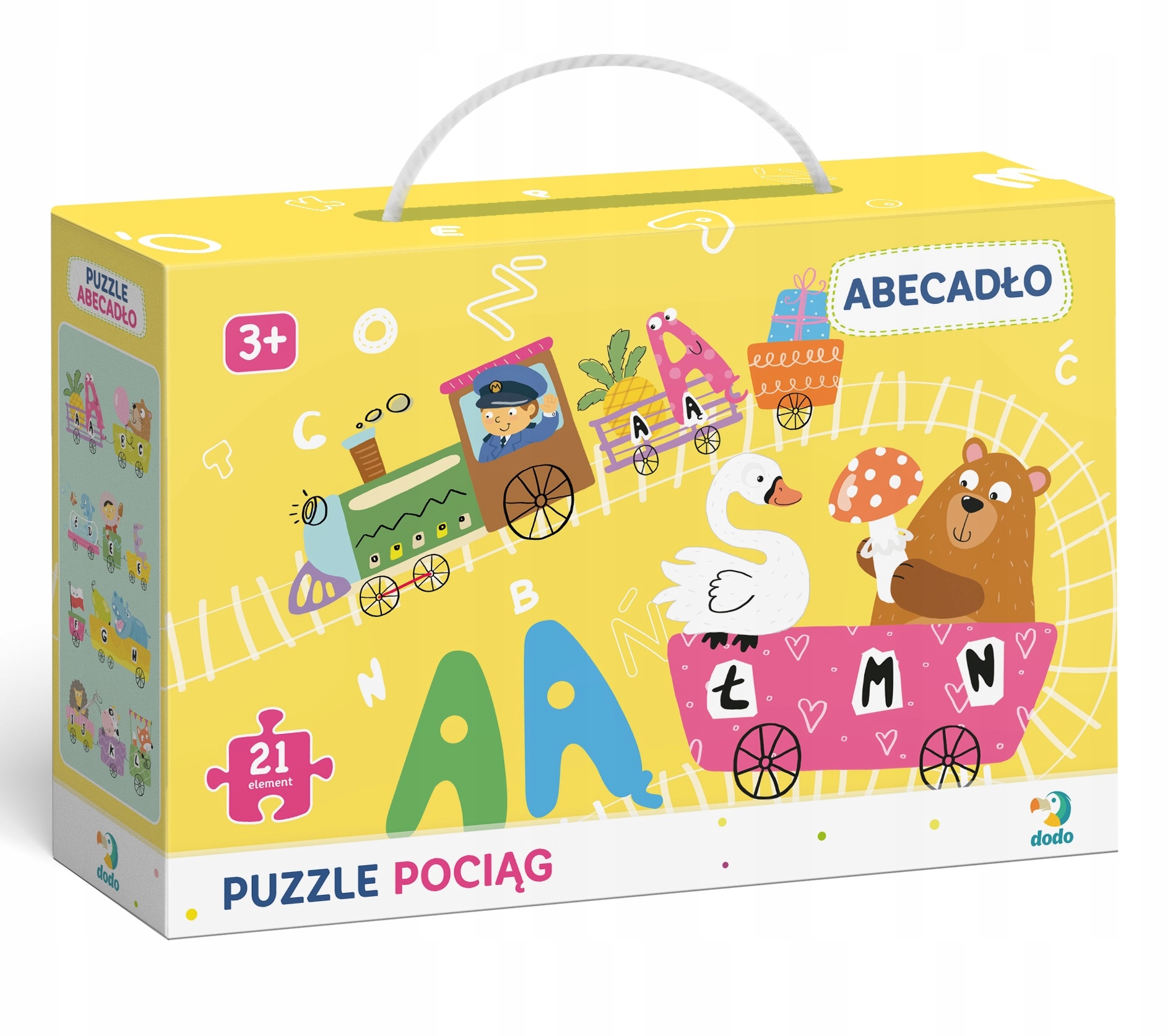DODO PUZZLE POCIĄG ABECADŁO ALFABET LITERY 21 ELEM