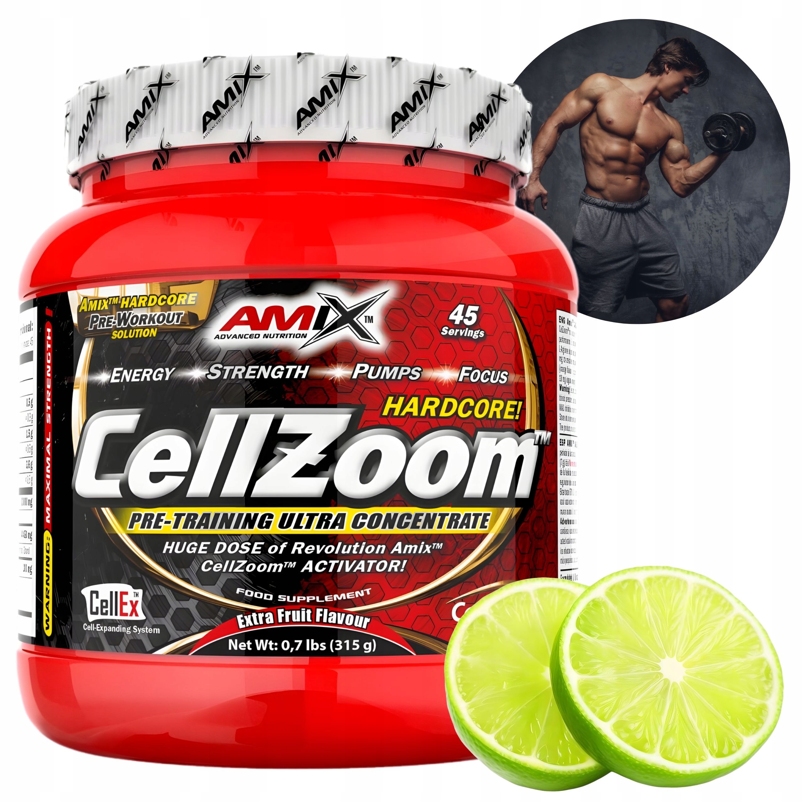 Amix CellZoom Silná předtréninková prášková příchuť pro hubnutí Limetková