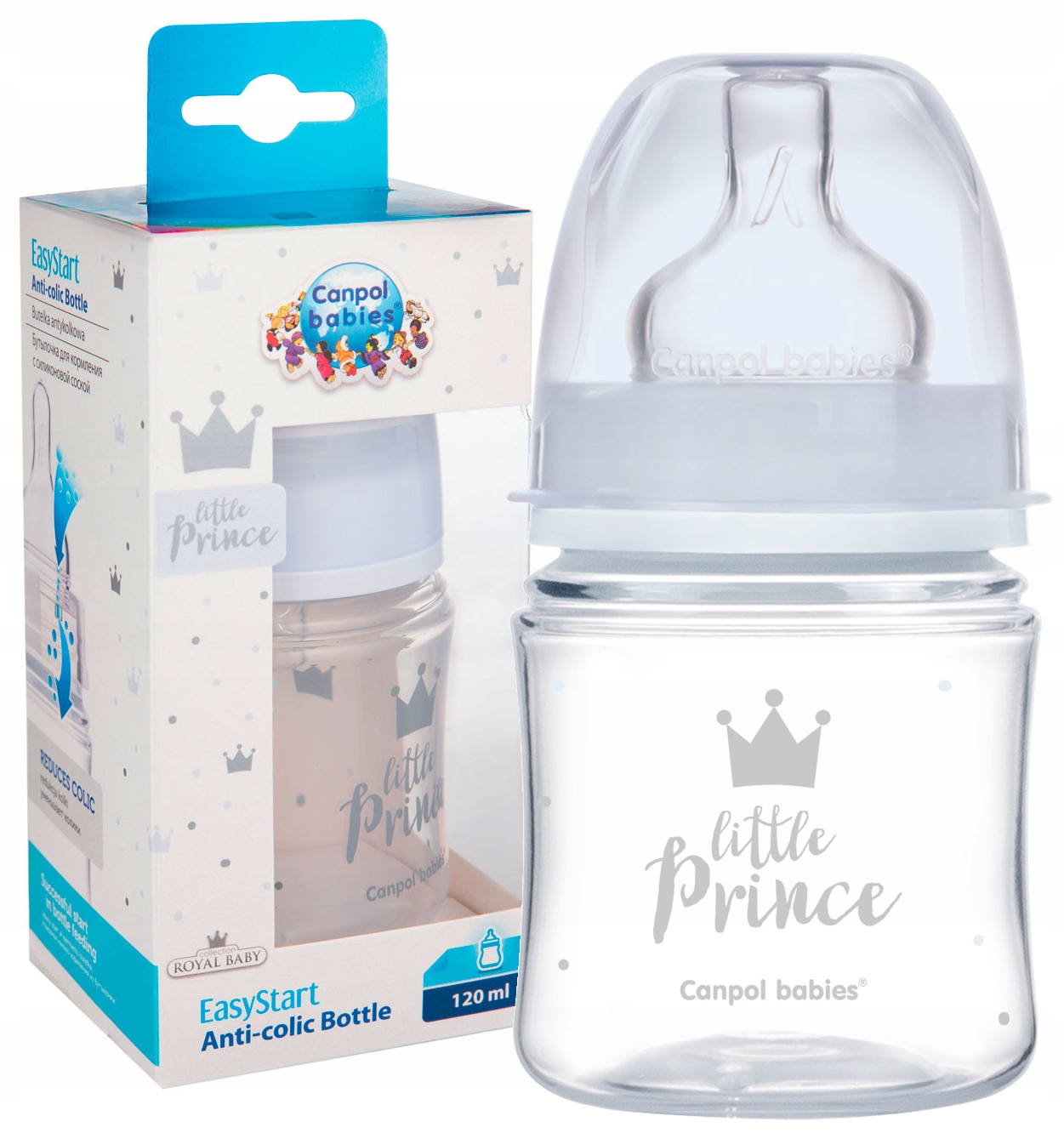 CANPOL BUTELKA SZEROKA ANTYKOLKOWA 120ml ROYAL 0+