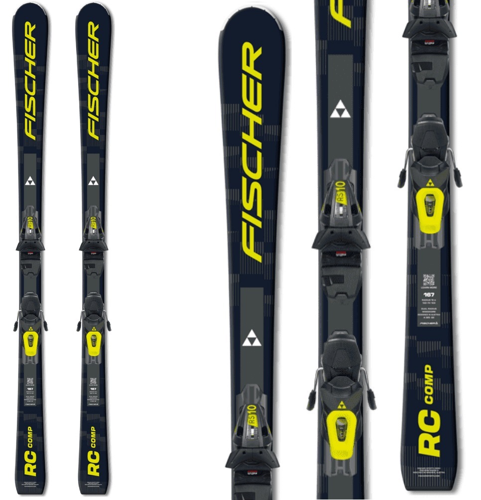 Fischer Narty Rc Comp F17 Dual Radius 2027 +wiązania Black Yellow 160