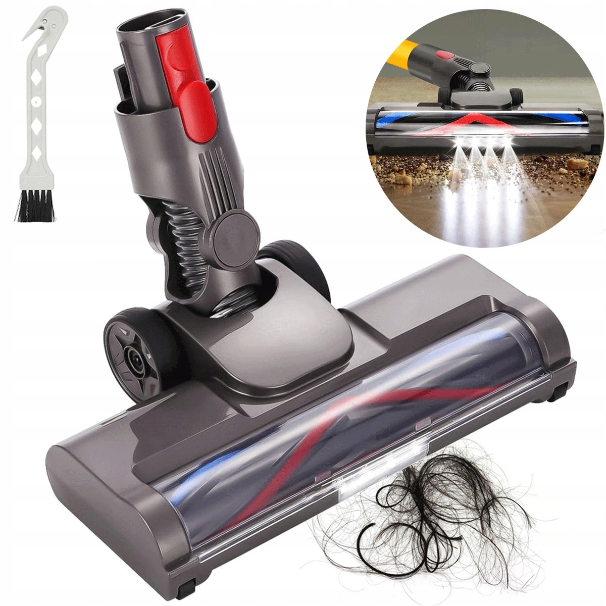 Podlahový kartáč s Led diodami pro Dyson V15 V11 V10 V8 V7, omyvatelný vodou