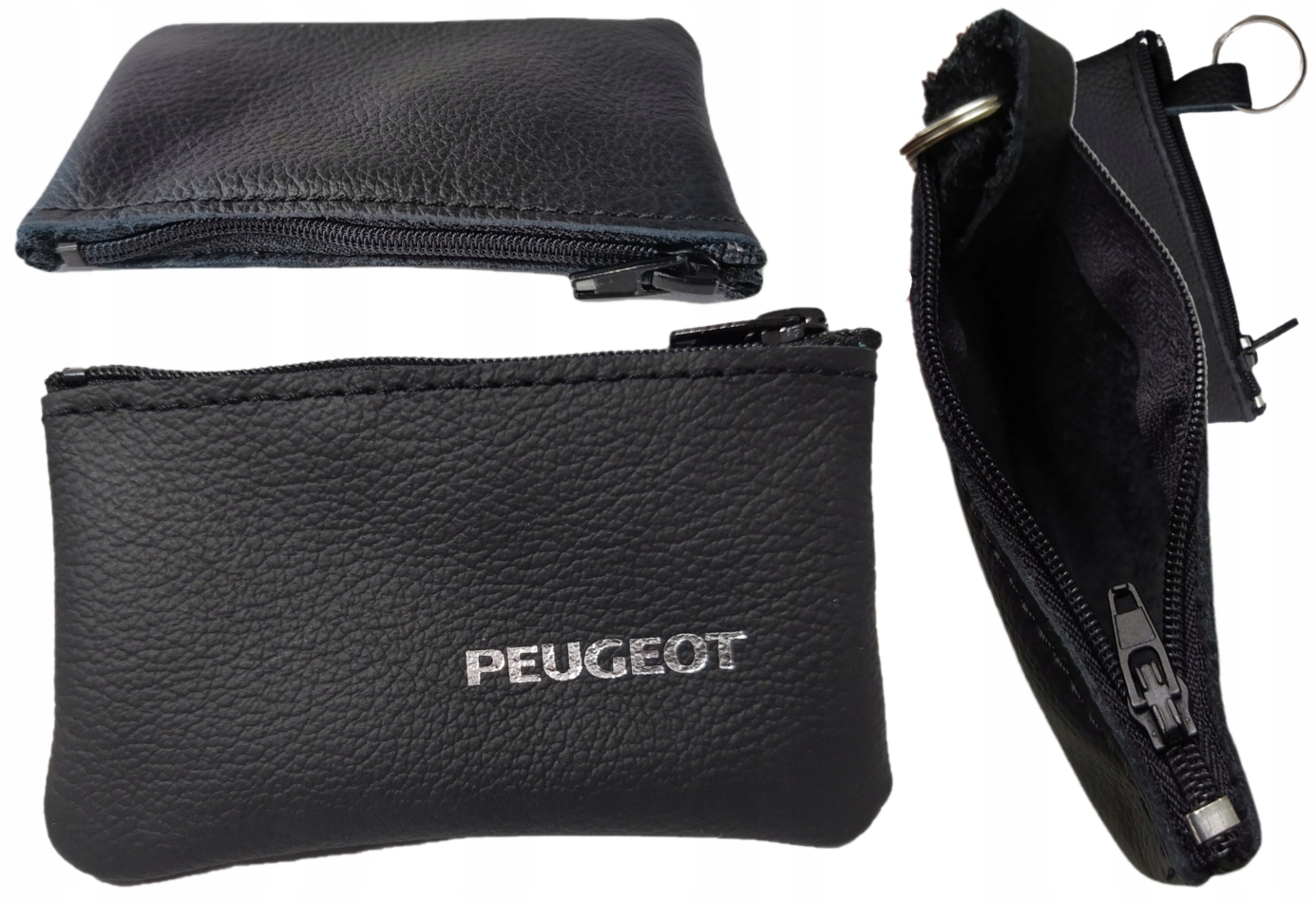 Etui skórzane na kluczyk z napisem Peugeot