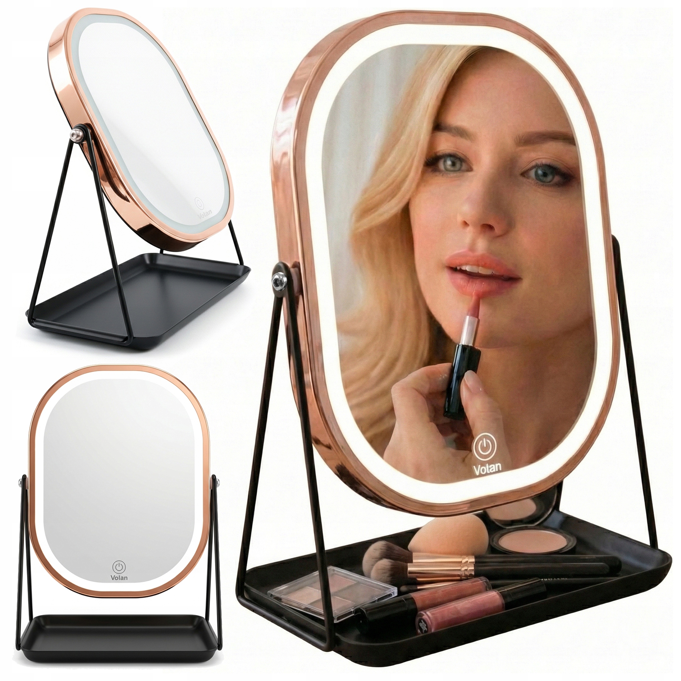 Zrcátko na make-up Premium Metalové, kosmetické, Led Podsvícené Volan