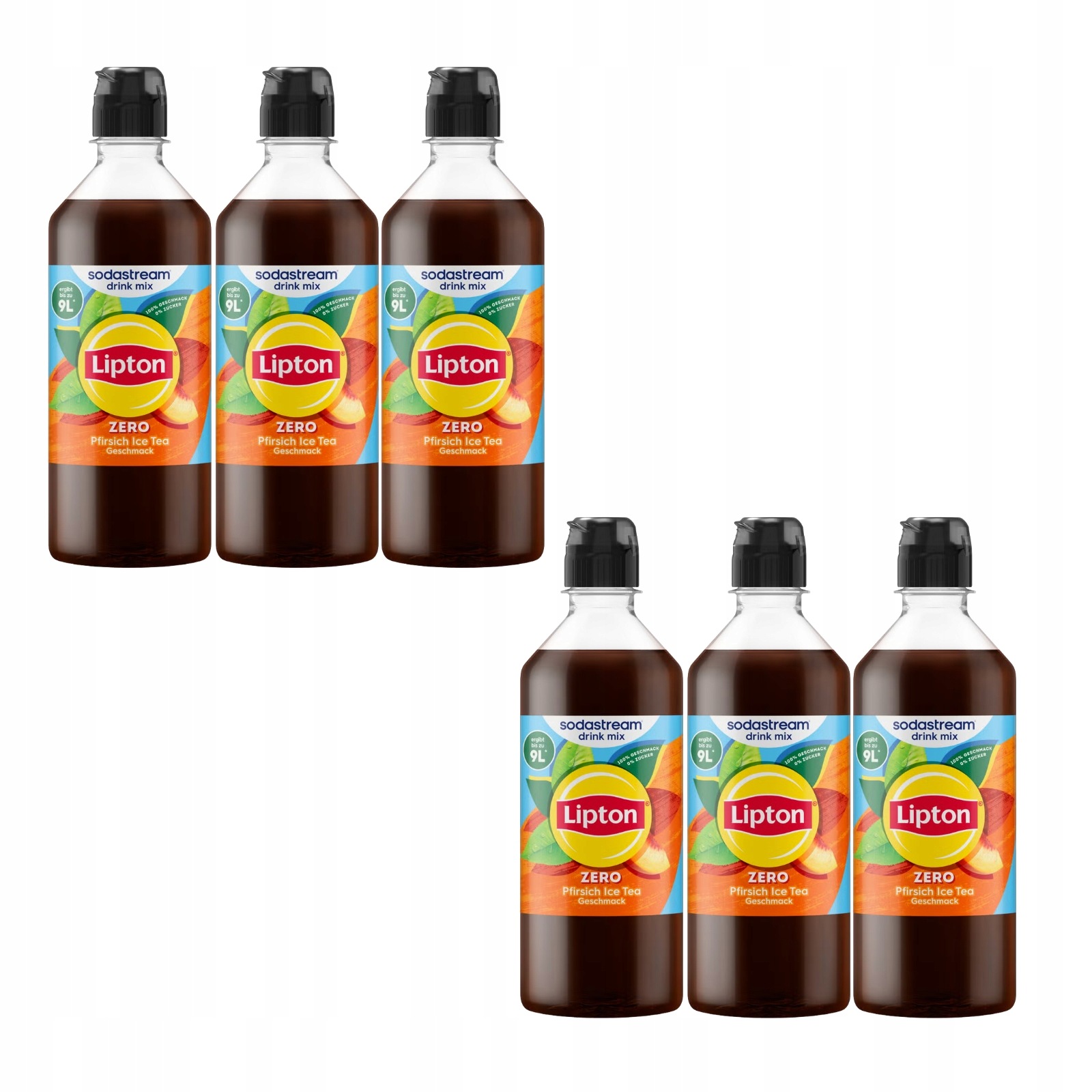 6x Syrop do wody SodaStream Lipton Ice Tea Peach Bez Cukru Herbata 440ml