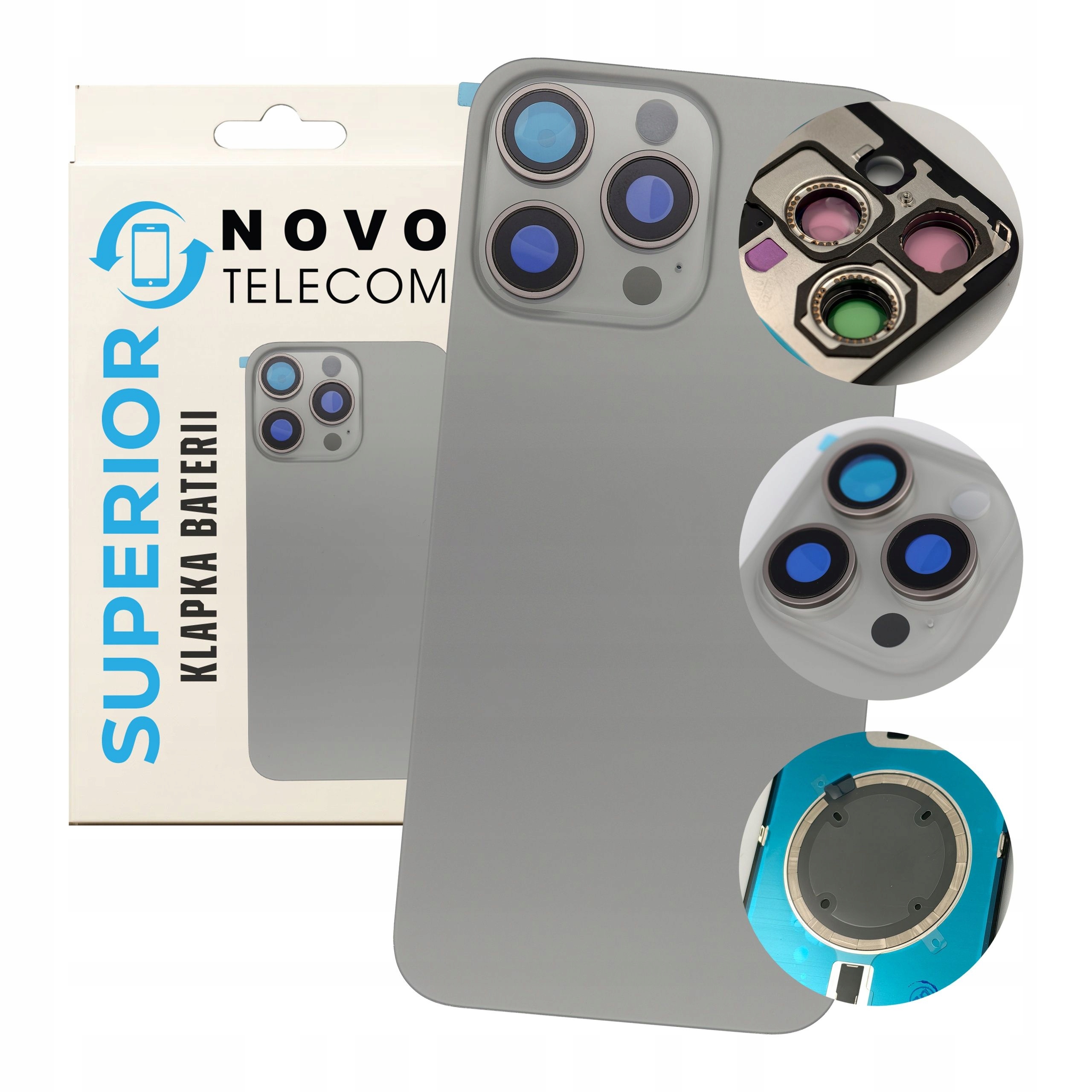 Klapka Baterii do iPhone 15 Pro Max Naturalna Plecki Tylny Panel Magnesami