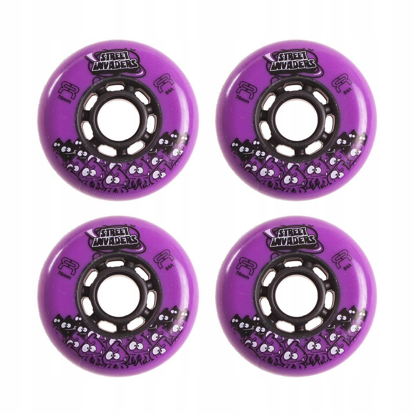 Kolečka pro kolečkové brusle Fr Street Invaders 76 mm/84A Fialová 4 kusy