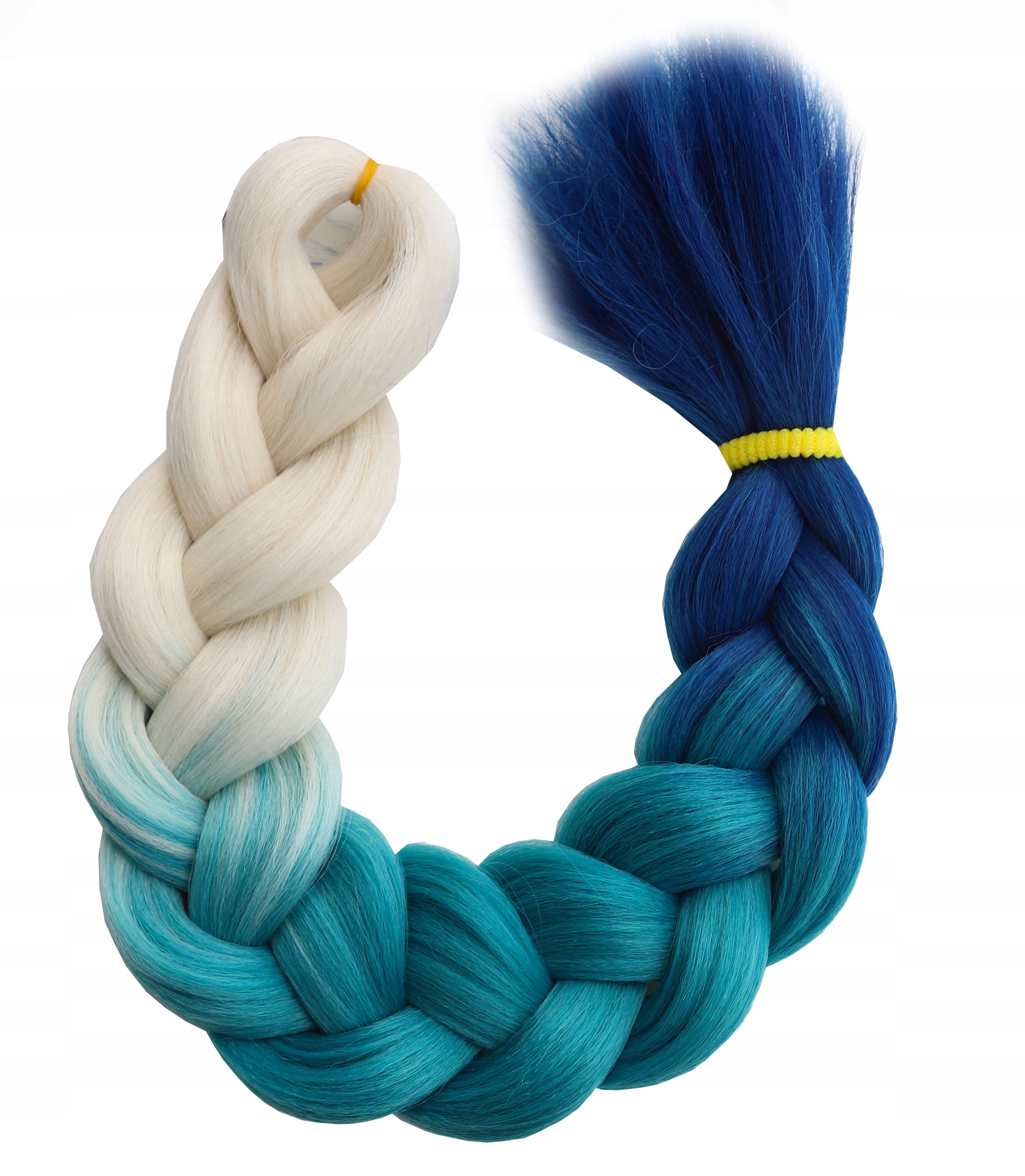 

Włosy Syntetyczne Warkoczyki ombre blond niebieski