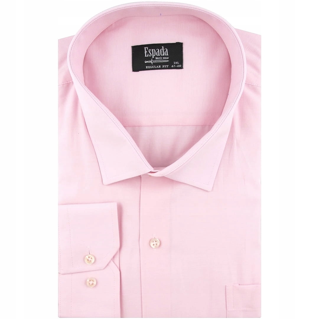 Duża Koszula Męska do garnituru gładka różowa Duże rozmiary J322