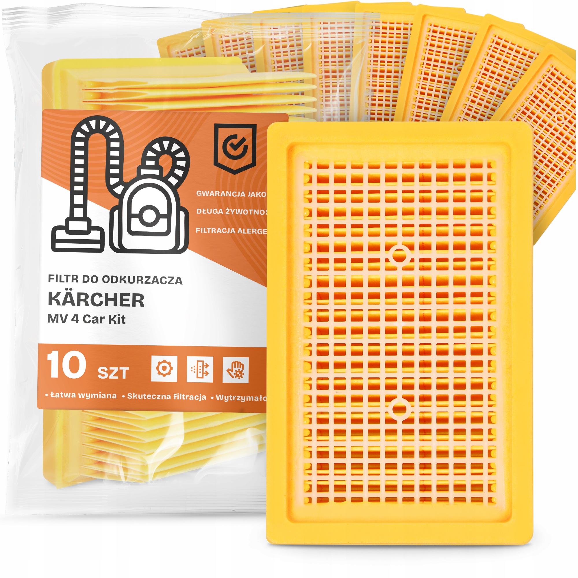 10 x Filtr Pro Vysavač Kärcher MV 4 Car Kit Vzduchové sací filtry Em-w