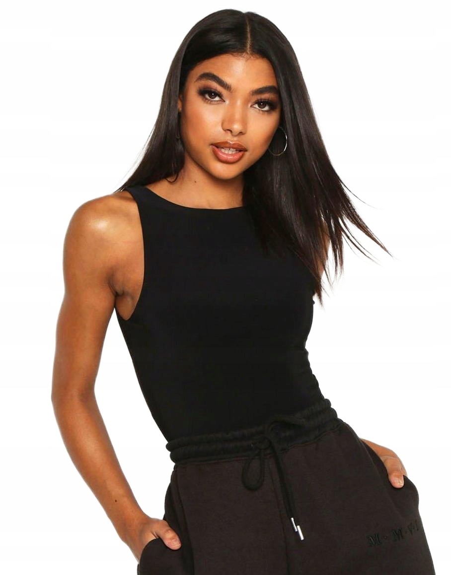 BOOHOO TALL CZARNE GŁADKIE BODY BASIC STRINGI SRH NG2__XL Marka inna