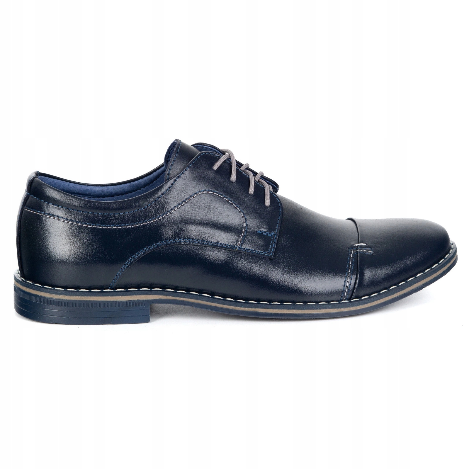 Pánské elegantní kožené boty 276LU, tmavě modré, velikost 39