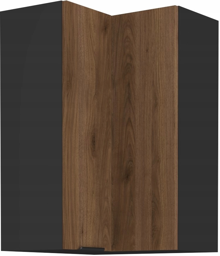 Rohová Kuchyňská Skříňka Typu L Závěsná S Policemi 90 X 60 CM Ořech Černá