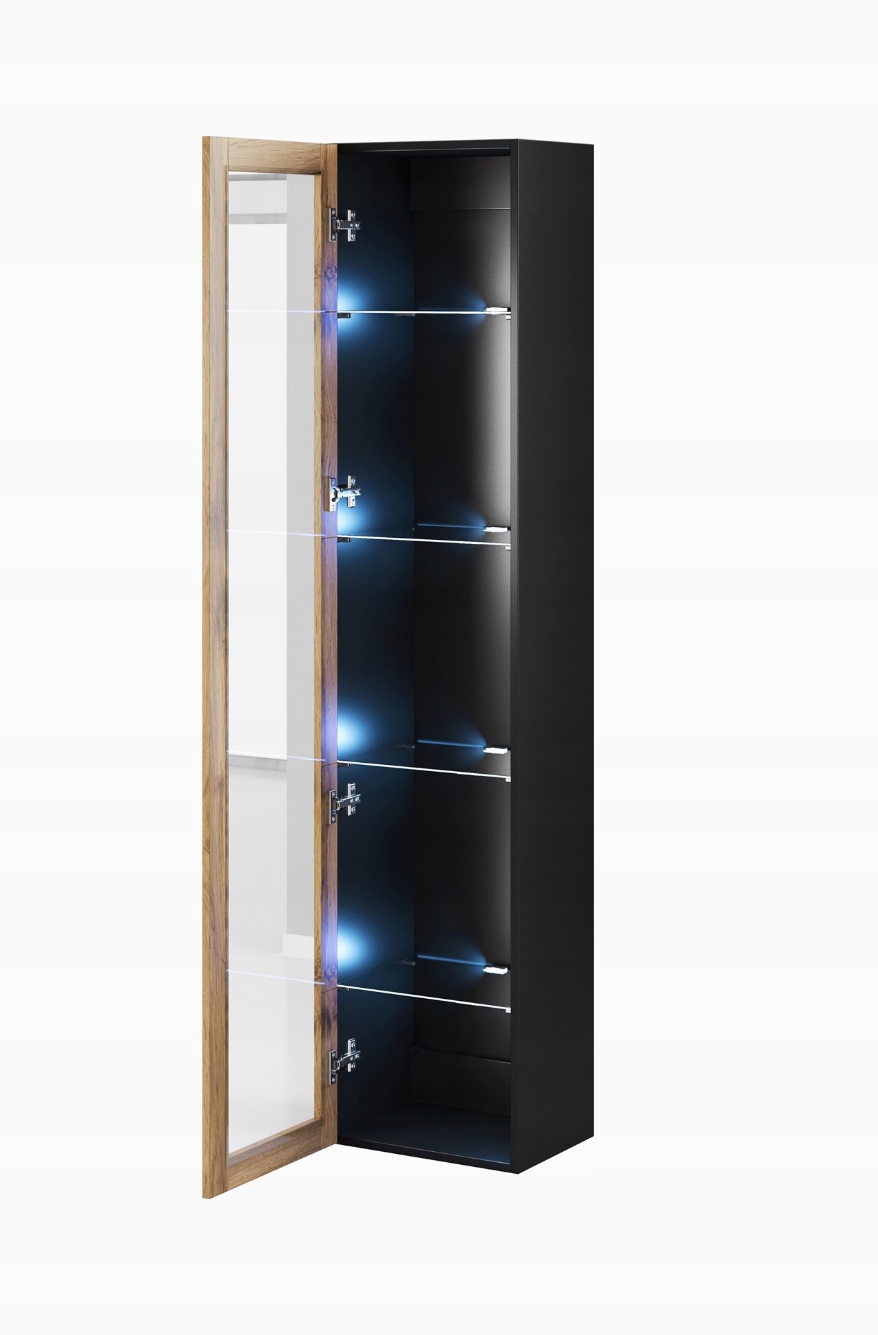 Witryna wisząca pionowa ze szkłem VIGO VG3G czarny / dąb wotan EAN (GTIN) 5903815006050