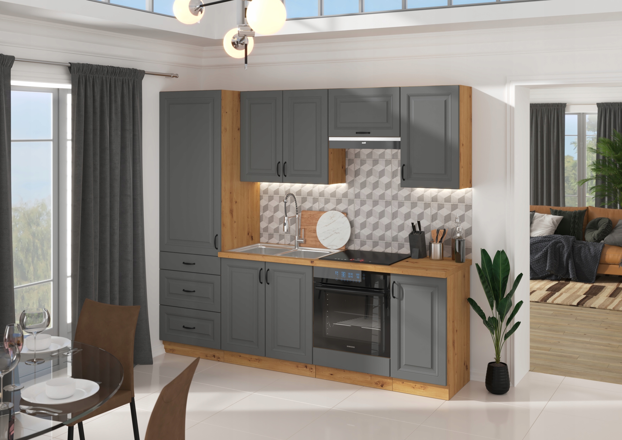 szafka kuchenna z szufladą 50 cm DUSTGREY SPRING Głębokość mebla 52 cm