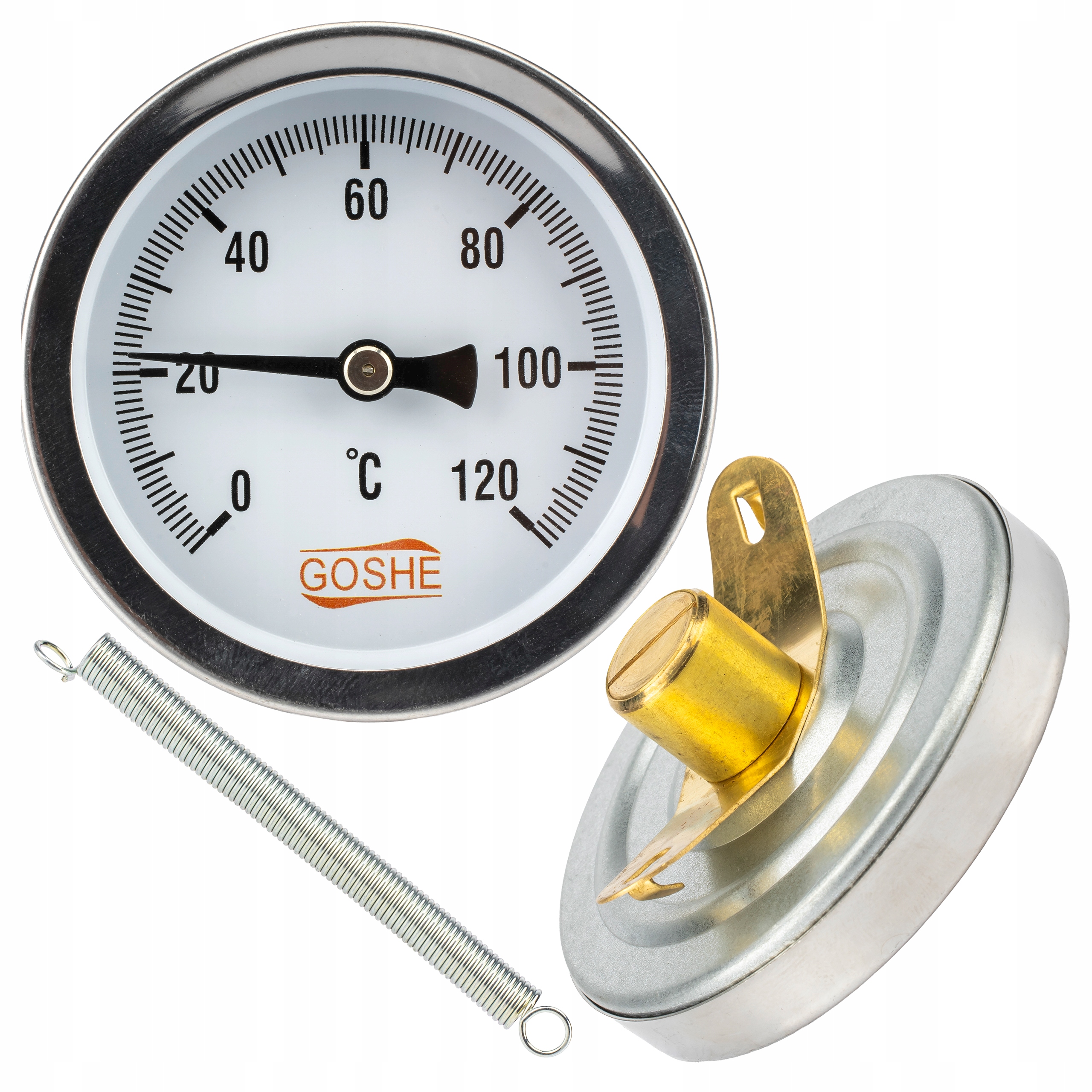 Termometr Przylgowy Opaskowy Bimetaliczny Tarczowy Tarcza 63mm 0-120°C C.o.-Zdjęcie-0