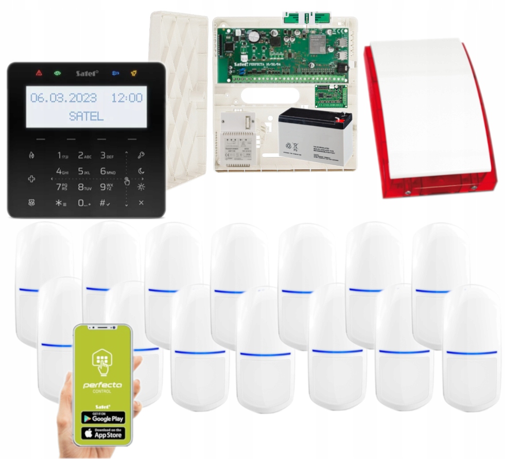 Alarm Satel Perfecta 64 M Lte 14 Czujek Slim-pir KSG2R-B Aplikacja Syrena