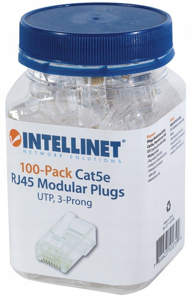 Intellinet Wtyk RJ45 Utp na drut kat.5e słoik 100s