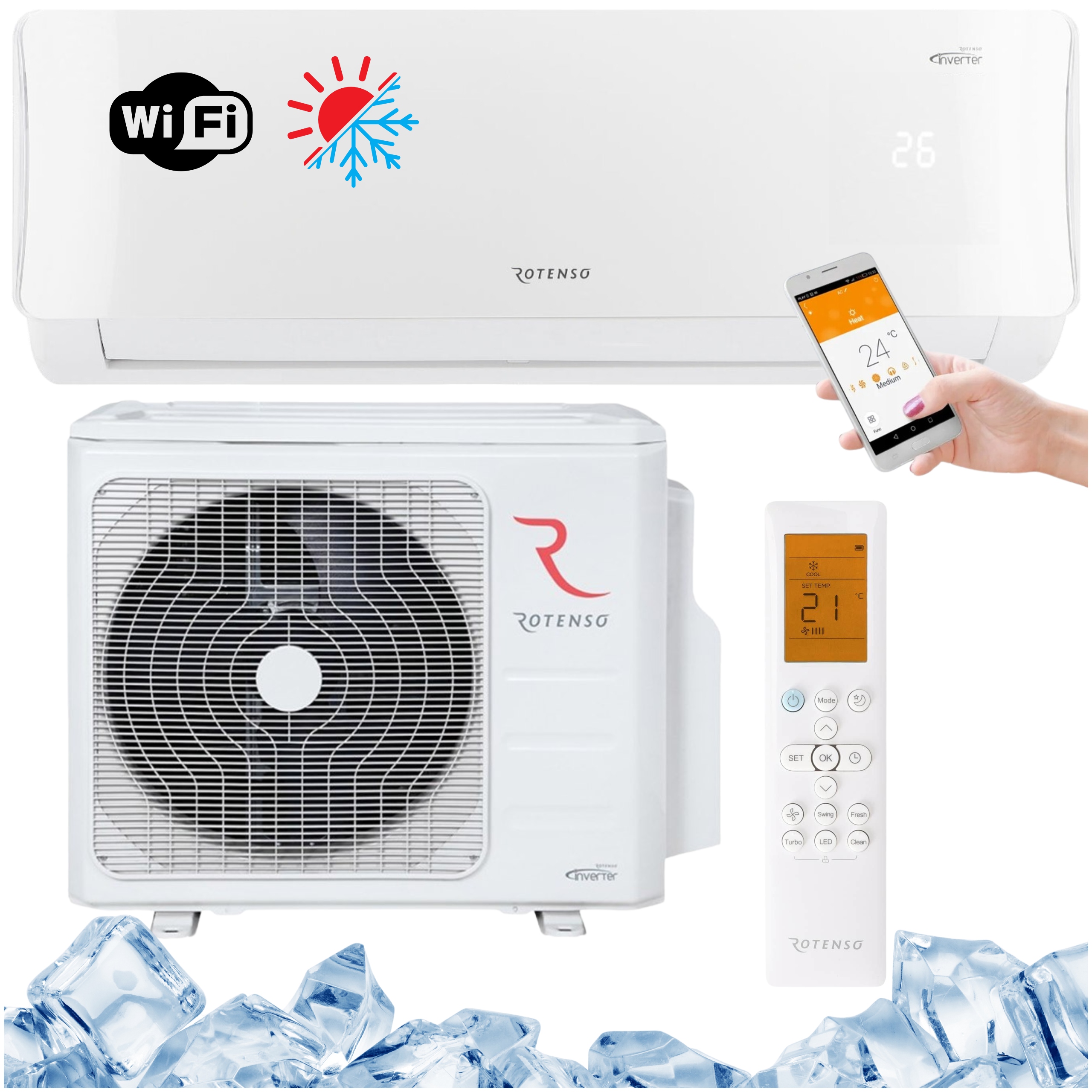 Nástenný klimatizátor s funkciou vykurovania Rotenso Imoto X 3,5 kW Wifi Ohrievač