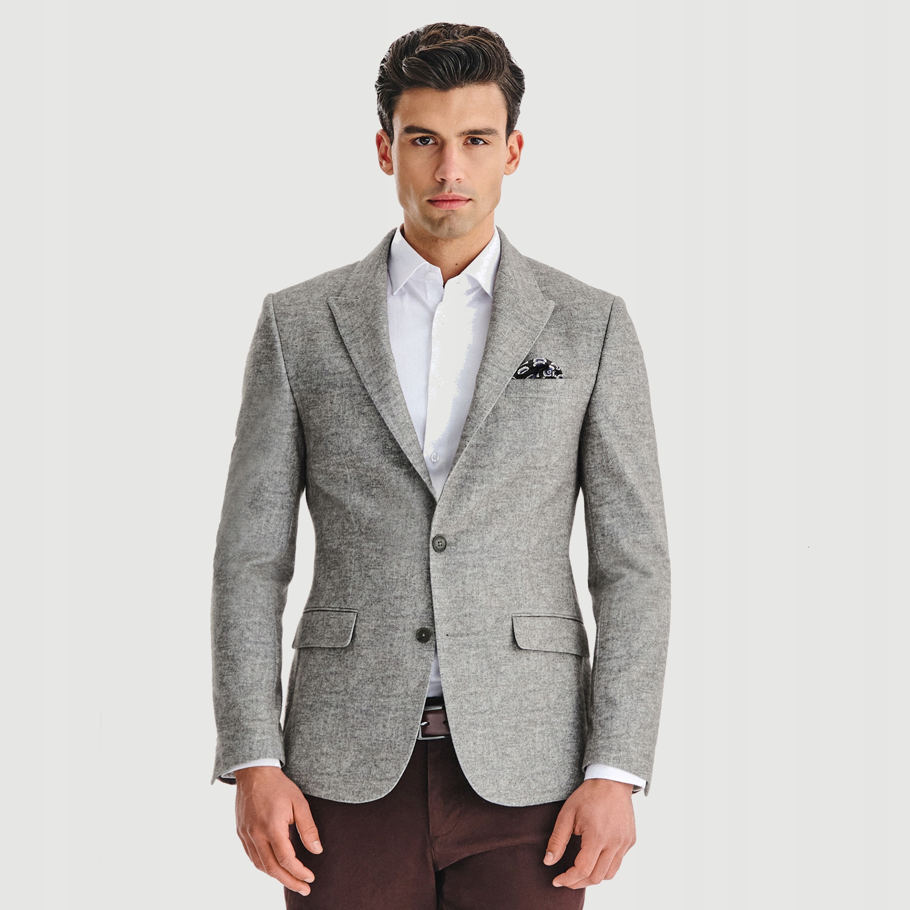 Šedá ležérní sako s melanžovým vzorem Pako Lorente vel 54