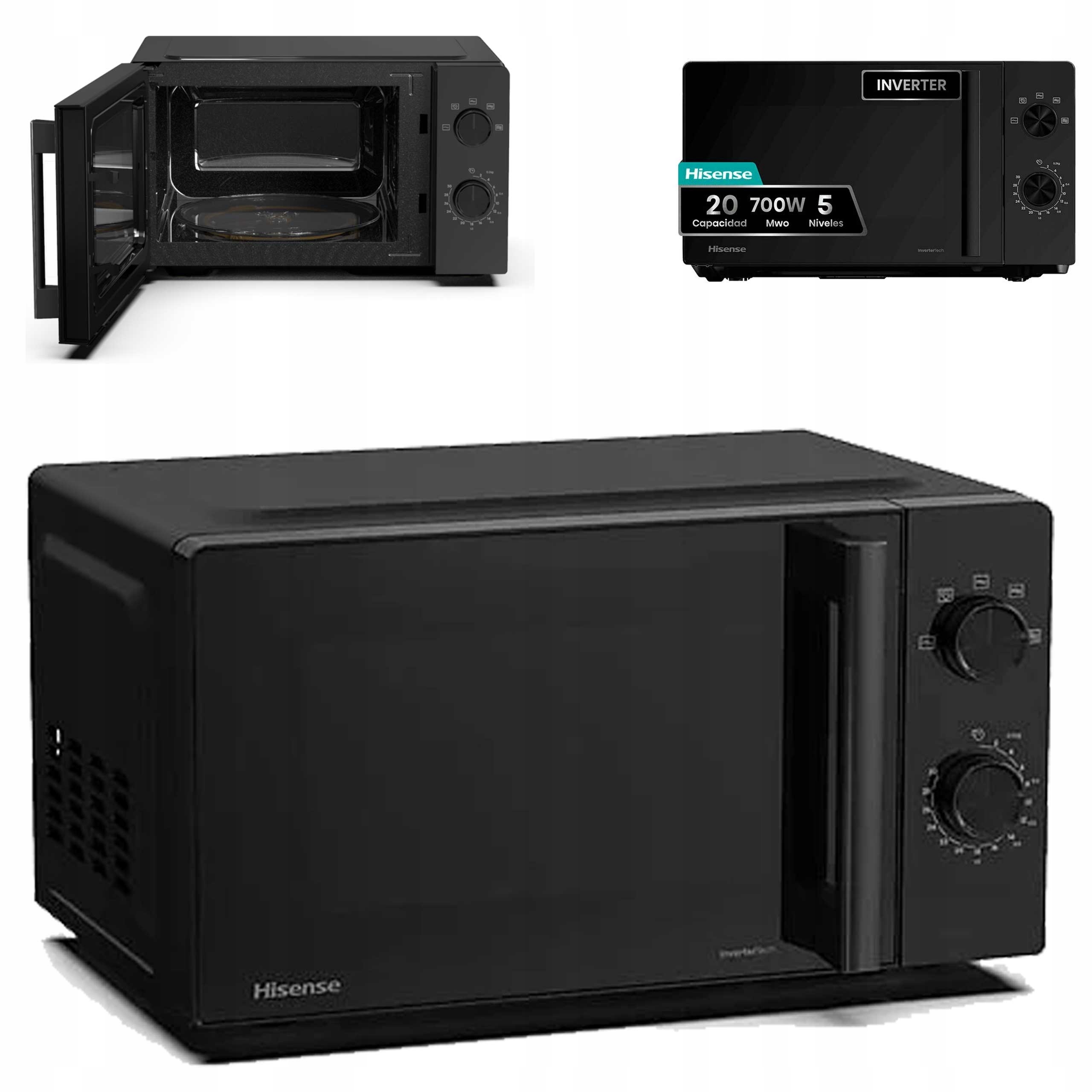 Wolnostojąca Kuchenka Mikrofalowa Hisense H20MOBP1HI Czarna 20L 700W