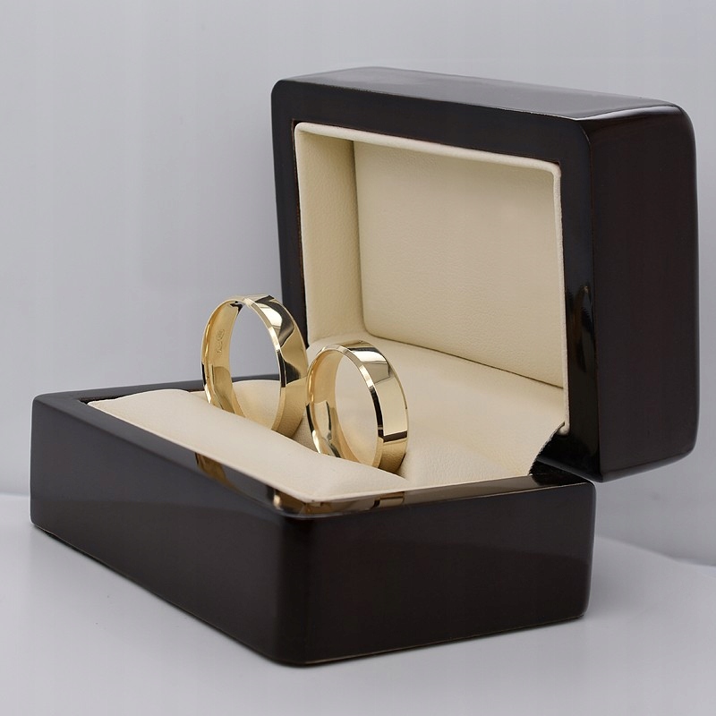 ZŁOTE OBRĄCZKI ŚLUBNE Fazowane Trapezowe 5mm Soczewka #21/4,2g pr.585 1szt. Szerokość 5 mm