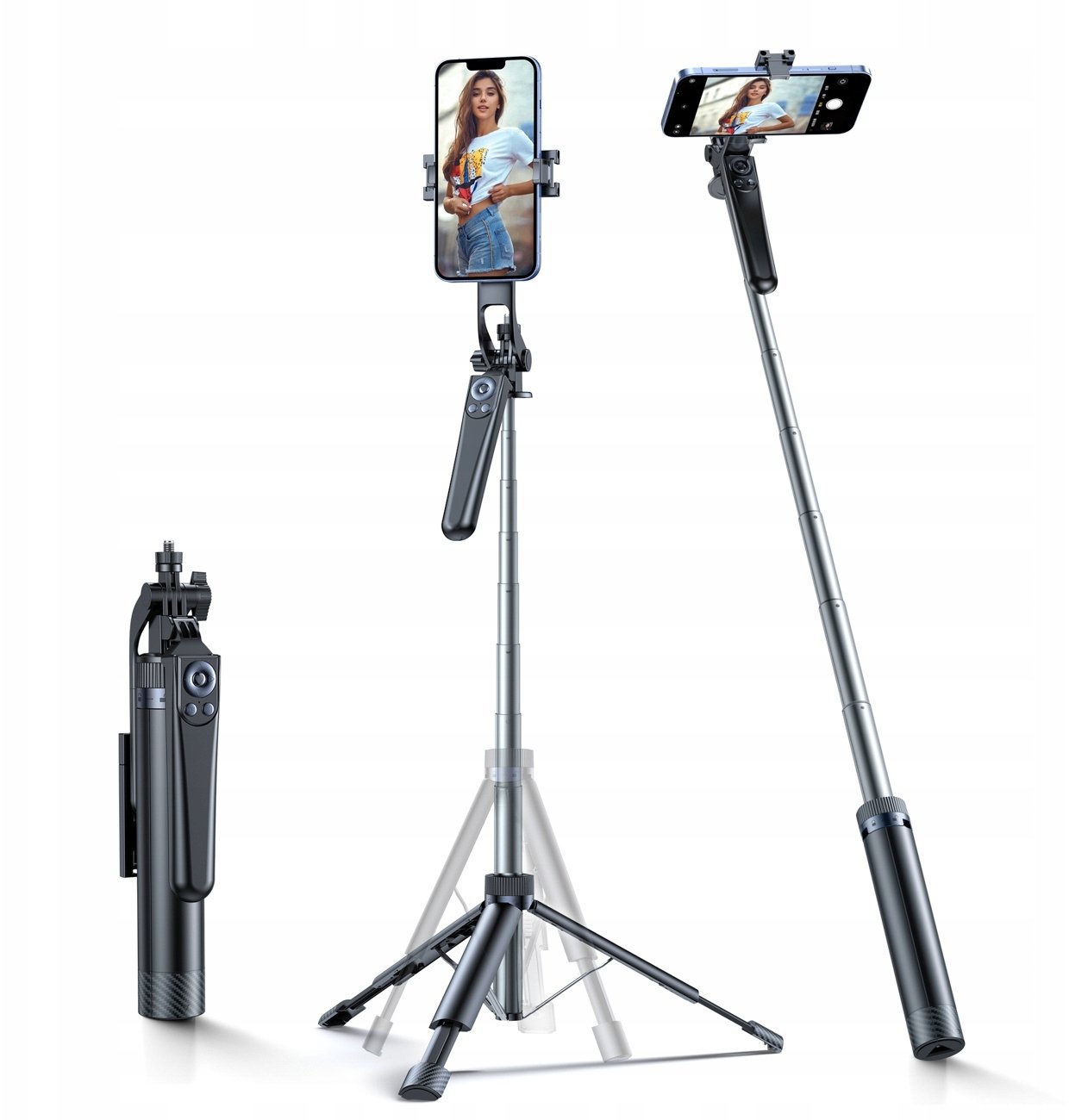 Wozinsky WC1Y30S teleskopowy tripod 1.3m z uchwytem na telefon czarny