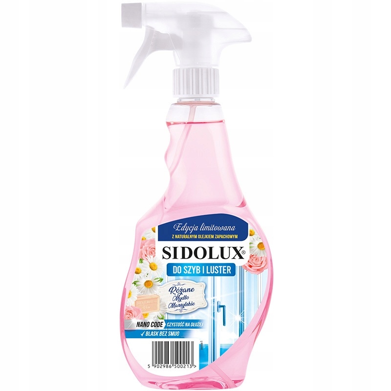 

Sidolux Crystal do mycia szyb różane mydło marsyl.