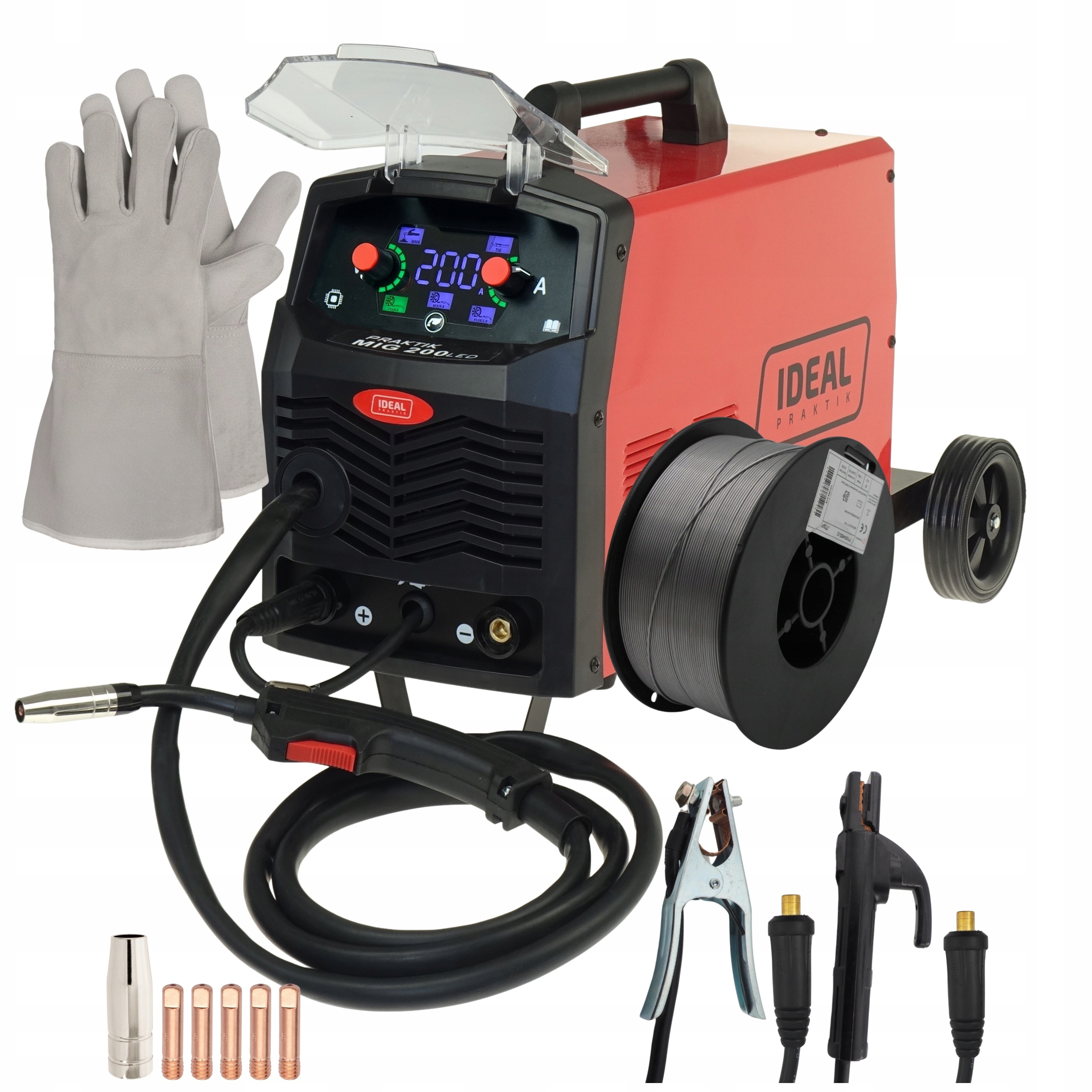 SPAWARKA migomat PRAKTIK MIG 200 SYNERGIC LED TIG LIFT FLUX MIG/MAG MMA ...