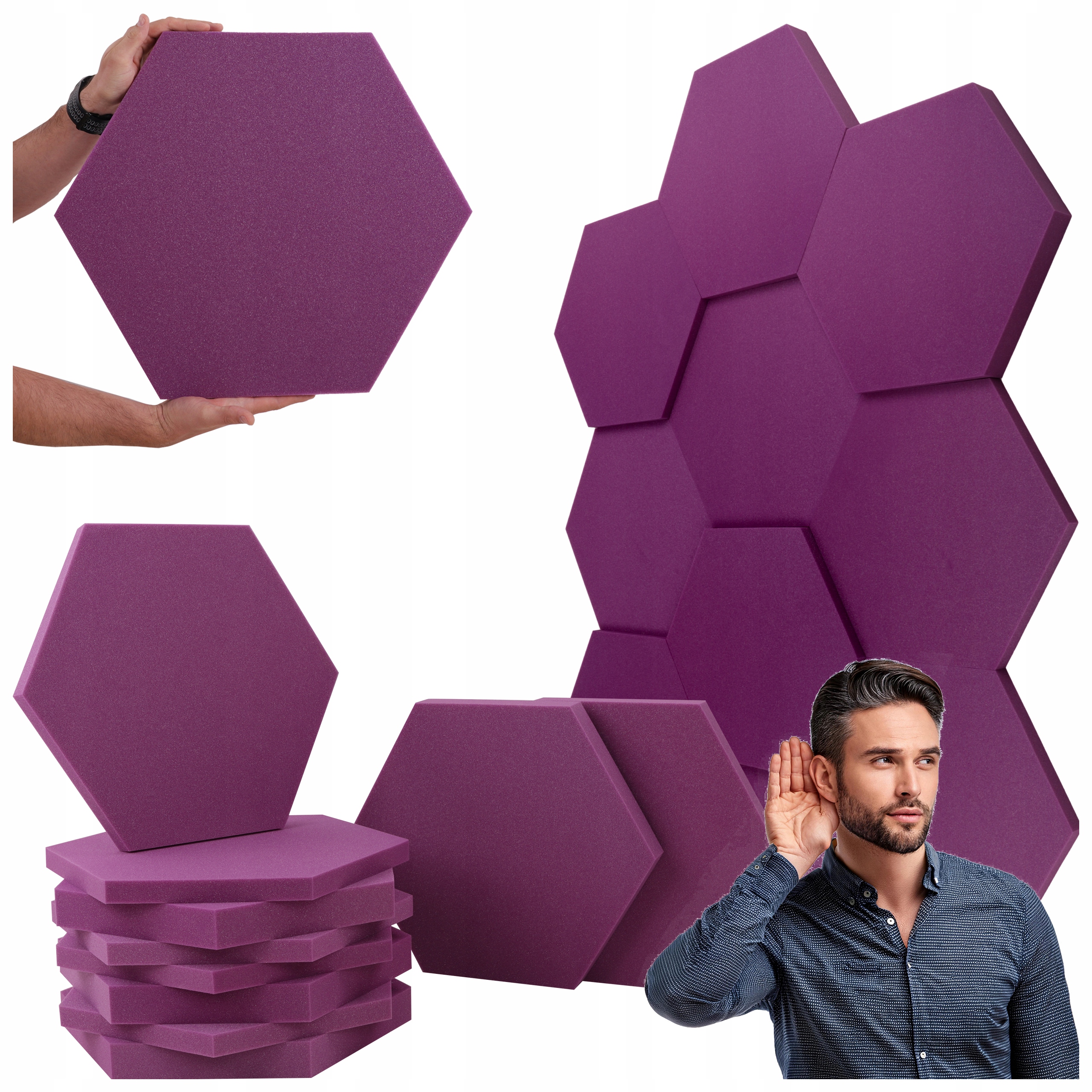 Sada šesťhranných akustických pien pre štúdio konferenčnej miestnosti